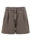 Brunello Cucinelli Linen Cotton Shorts Bermuda And Short Brown In Brown