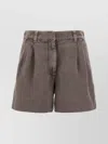 Brunello Cucinelli Linen Cotton Shorts Bermuda And Short Brown In Brown