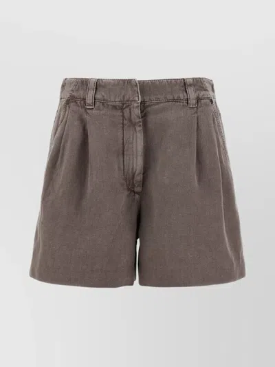 BRUNELLO CUCINELLI LINEN COTTON SHORTS BACK POCKETS