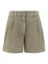 Brunello Cucinelli Linen Cotton Shorts Bermuda And Short Green
