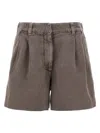 Brunello Cucinelli Linen Cotton Shorts Bermuda And Short Brown In Brown
