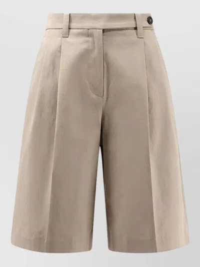 Brunello Cucinelli Linen Cotton Shorts Tailored Pockets Belt Loops In Neutral