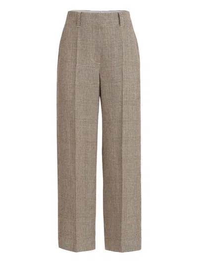 Brunello Cucinelli Embroidered Linen Pant In Checked