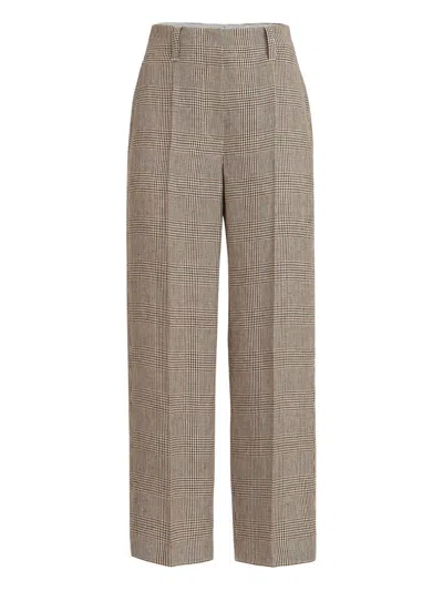 Brunello Cucinelli Linen Cotton Trousers In Brown