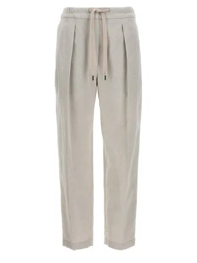 Brunello Cucinelli Straight-leg Drawstring-waist Trousers In White