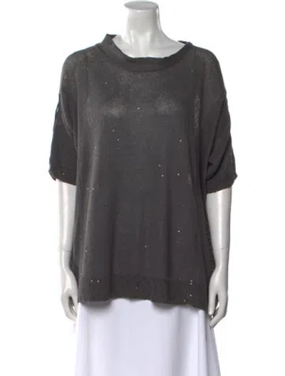 Pre-owned Brunello Cucinelli Linen Cowl Neck Sweater In Gray