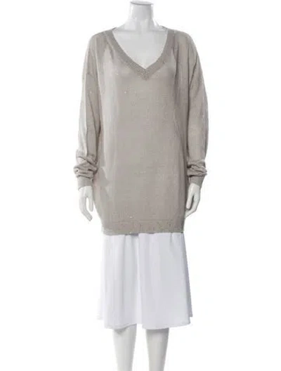 Pre-owned Brunello Cucinelli Linen Cowl Neck Sweater In Neutral