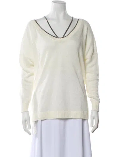 Pre-owned Brunello Cucinelli Linen Cowl Neck Sweater In Neutral