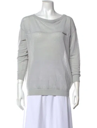 Pre-owned Brunello Cucinelli Linen Cowl Neck Top In Blue