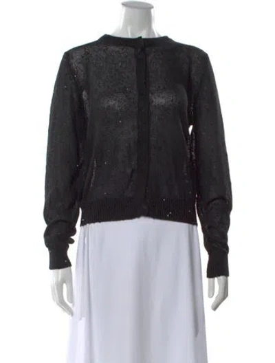 Pre-owned Brunello Cucinelli Linen Crew Neck Button-up Top In Black