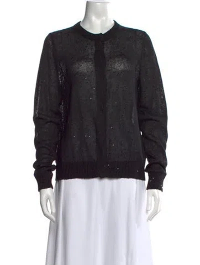 Pre-owned Brunello Cucinelli Linen Crew Neck Sweater In Black