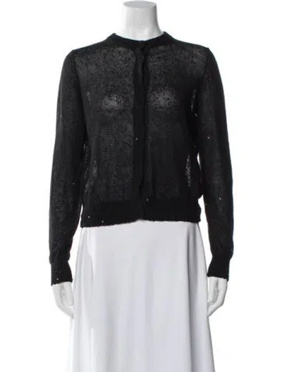 Pre-owned Brunello Cucinelli Linen Crew Neck Sweater In Black