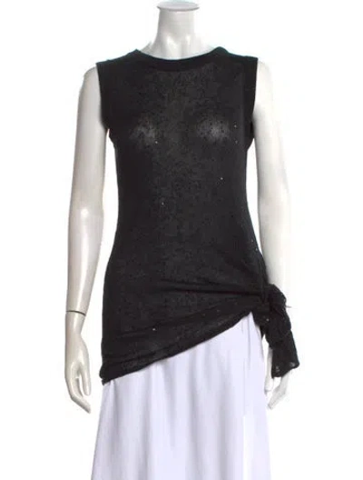 Pre-owned Brunello Cucinelli Linen Crew Neck Sweater In Black