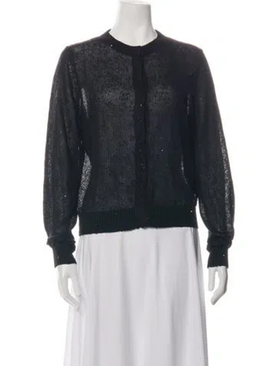 Pre-owned Brunello Cucinelli Linen Crew Neck Sweater In Black