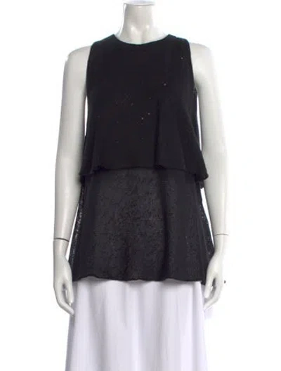 Pre-owned Brunello Cucinelli Linen Crew Neck Sweater In Black