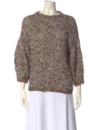 Pre-owned Brunello Cucinelli Linen Crew Neck Sweater In Blue