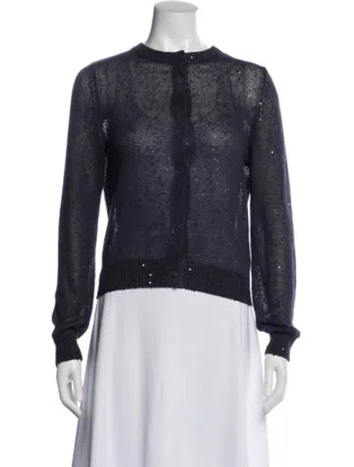 Pre-owned Brunello Cucinelli Linen Crew Neck Sweater In Blue