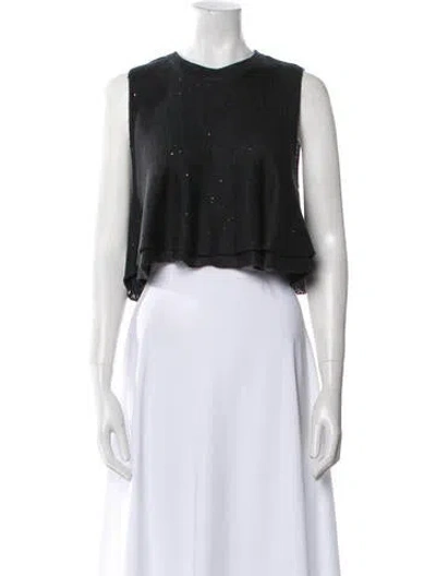 Pre-owned Brunello Cucinelli Linen Crew Neck Sweater In Blue