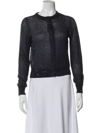 Pre-owned Brunello Cucinelli Linen Crew Neck Sweater In Blue