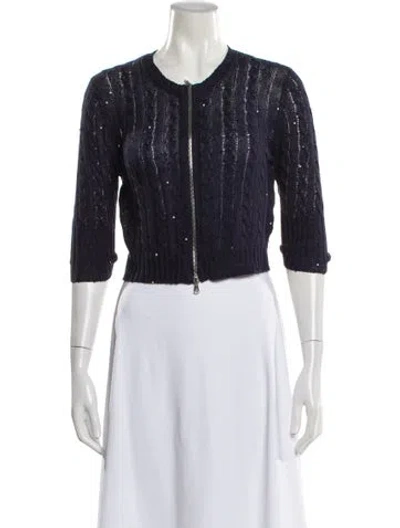 Pre-owned Brunello Cucinelli Linen Crew Neck Sweater In Blue