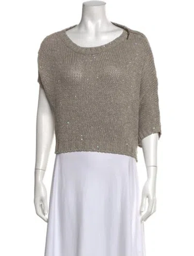 Pre-owned Brunello Cucinelli Linen Crew Neck Sweater In Brown
