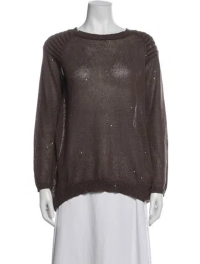 Pre-owned Brunello Cucinelli Linen Crew Neck Sweater In Brown