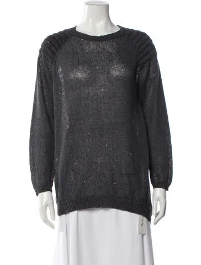 Pre-owned Brunello Cucinelli Linen Crew Neck Sweater In Gray