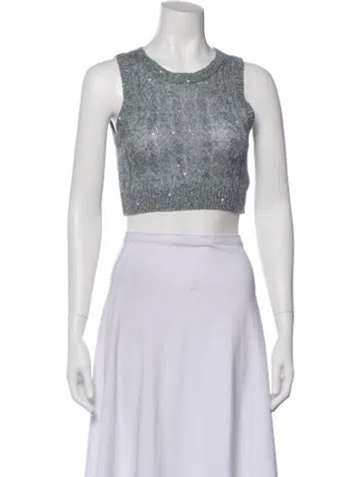 Pre-owned Brunello Cucinelli Linen Crew Neck Sweater In Gray