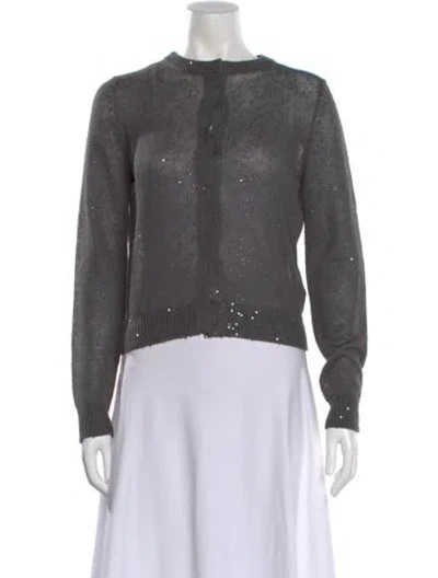 Pre-owned Brunello Cucinelli Linen Crew Neck Sweater In Gray