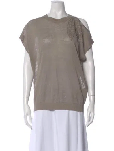 Pre-owned Brunello Cucinelli Linen Crew Neck Sweater In Gray