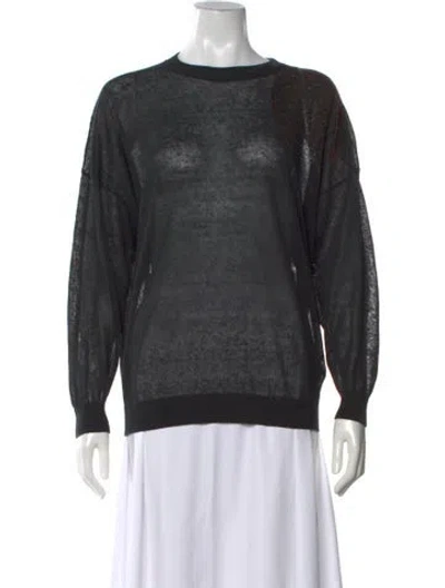 Pre-owned Brunello Cucinelli Linen Crew Neck Sweater In Gray