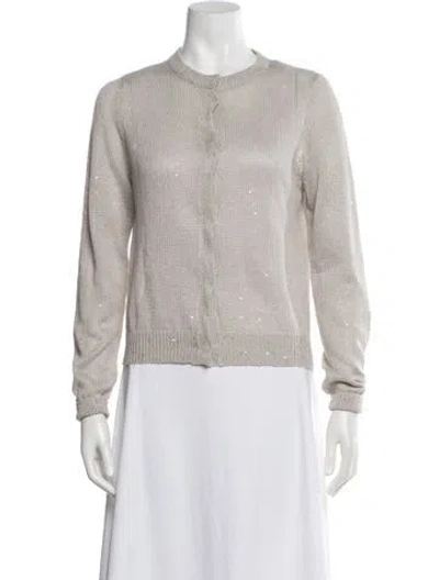 Pre-owned Brunello Cucinelli Linen Crew Neck Sweater In Gray