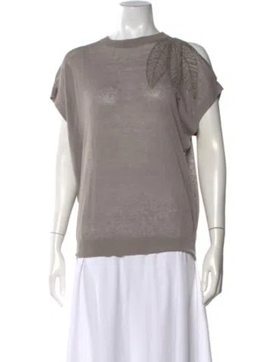 Pre-owned Brunello Cucinelli Linen Crew Neck Sweater In Gray