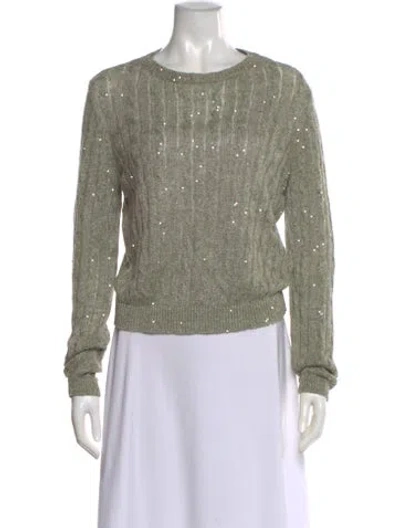 Pre-owned Brunello Cucinelli Linen Crew Neck Sweater In Green