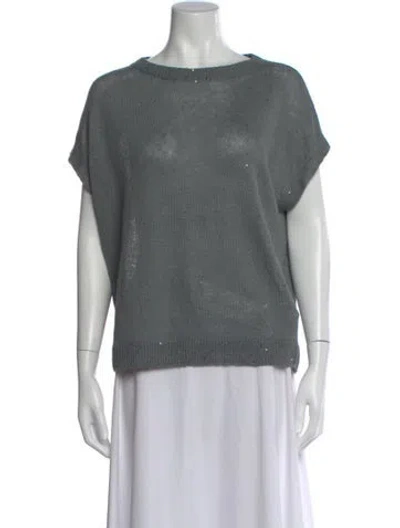 Pre-owned Brunello Cucinelli Linen Crew Neck Sweater In Green