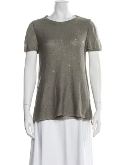 Pre-owned Brunello Cucinelli Linen Crew Neck Sweater In Green