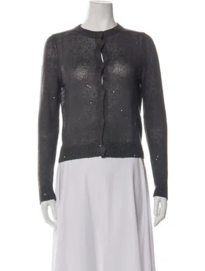 Pre-owned Brunello Cucinelli Linen Crew Neck Sweater In Grey
