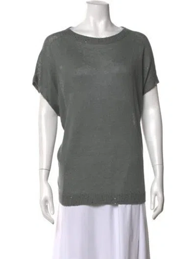 Pre-owned Brunello Cucinelli Linen Crew Neck Sweater In Grey