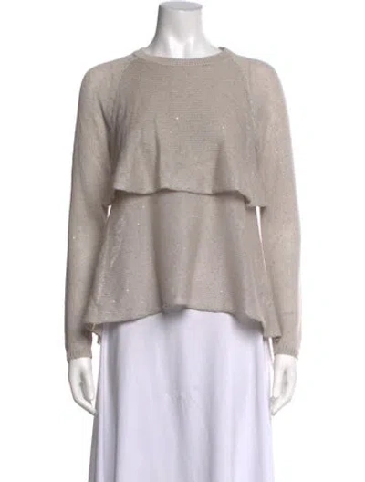 Pre-owned Brunello Cucinelli Linen Crew Neck Sweater In Grey
