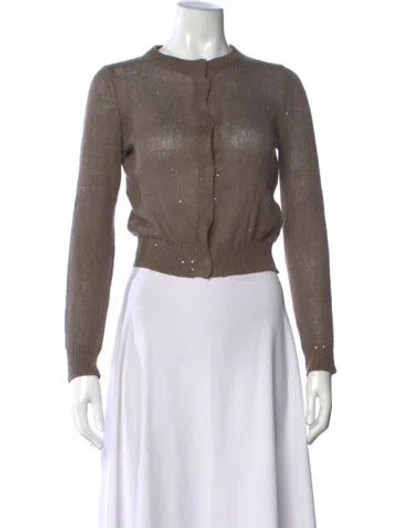 Pre-owned Brunello Cucinelli Linen Crew Neck Sweater In Metallic/neutrals
