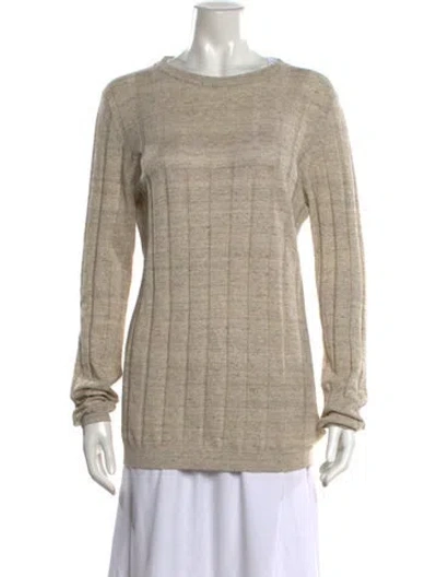 Pre-owned Brunello Cucinelli Linen Crew Neck Sweater In Metallic/neutrals