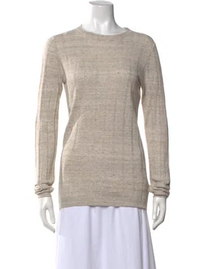 Pre-owned Brunello Cucinelli Linen Crew Neck Sweater In Metallic/neutrals