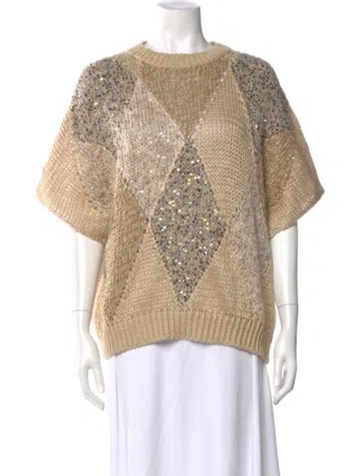 Pre-owned Brunello Cucinelli Linen Crew Neck Sweater In Neutral