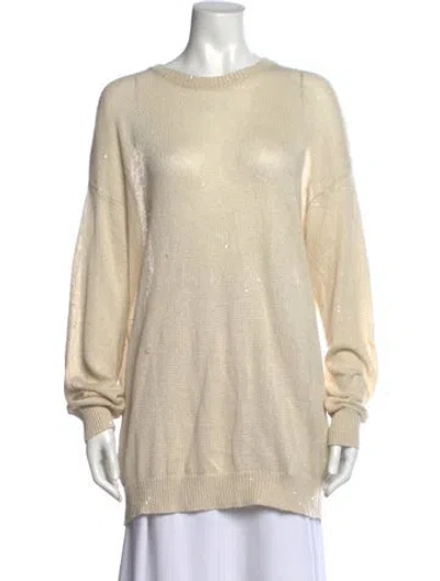 Pre-owned Brunello Cucinelli Linen Crew Neck Sweater In Neutrals