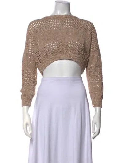 Pre-owned Brunello Cucinelli Linen Crew Neck Sweater In Neutrals
