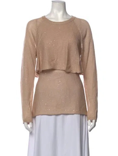 Pre-owned Brunello Cucinelli Linen Crew Neck Sweater In Neutrals