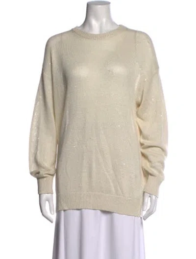 Pre-owned Brunello Cucinelli Linen Crew Neck Sweater In Neutrals