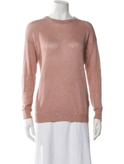 Pre-owned Brunello Cucinelli Linen Crew Neck Sweater In Pink