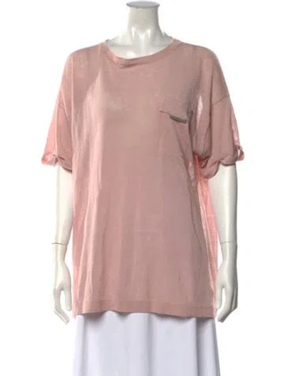 Pre-owned Brunello Cucinelli Linen Crew Neck Sweater In Pink