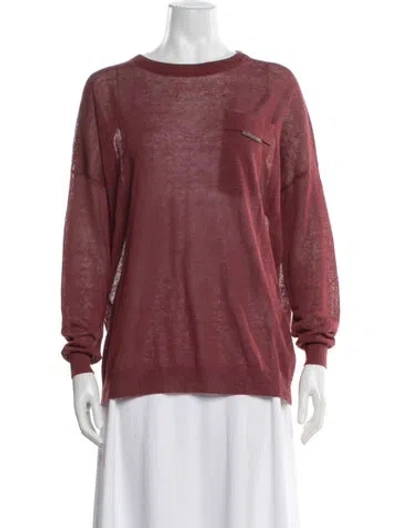 Pre-owned Brunello Cucinelli Linen Crew Neck Sweater In Red